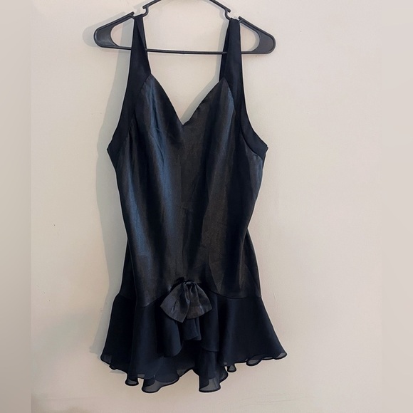 Sleep Solutions Other - 90s vintage Sleep Solutions Nightgown Sateen Black Romantic Fairy Castlecore